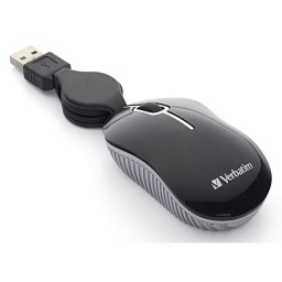 Mini Mouse Óptico USB Cable Retráctil Verbatim Travel - Negro