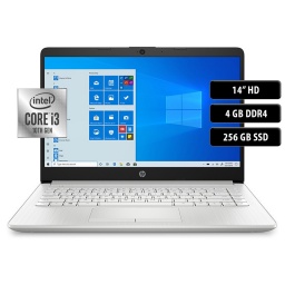 Notebook HP 14-CF2051LA, Core I3-10110U, 4GB, 256SSD, 14", Win 10